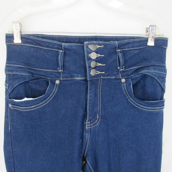 T&Y Fashion Women's Stretch Skinny Ankle Blue Jeans 4 Button Fancy Pockets 15/16 - Picture 2 of 10